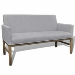 VidaXL Banc avec coussin rembourré Tissu Hévéa Gris clair