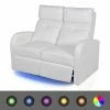 VidaXL Fauteuil inclinable à LED 2 places Cuir artificiel Blanc