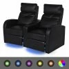 VidaXL Fauteuil inclinable à LED 2 places Cuir Artificiel Noir