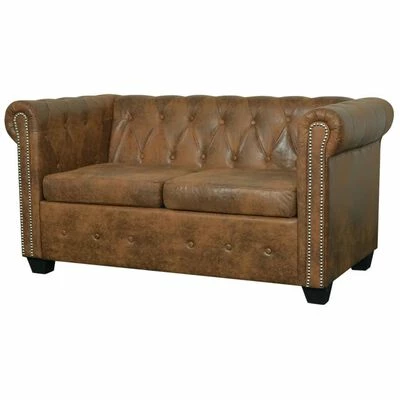 VidaXL Canapé Chesterfield 2 places Cuir artificiel Marron 1 VidaXL Canapé Chesterfield 2 places Cuir artificiel Marron