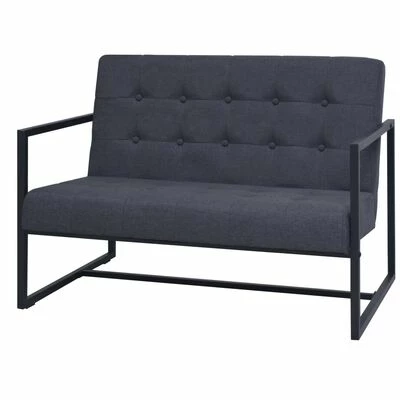 VidaXL Sofa à 2 places avec accoudoirs Acier et tissu Gris foncé 1 VidaXL Sofa à 2 places avec accoudoirs Acier et tissu Gris foncé