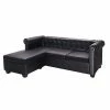 VidaXL Canapé Chesterfield en forme de L Cuir synthétique Noir