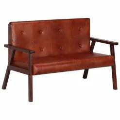 VidaXL Canapé à 2 places Marron Cuir véritable