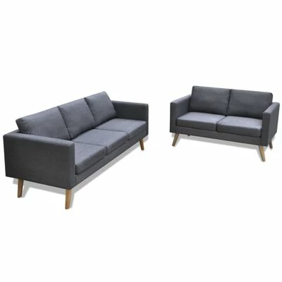 VidaXL Jeu de canapé à 2 places et à 3 places Tissu Gris foncé 1 VidaXL Jeu de canapé à 2 places et à 3 places Tissu Gris foncé