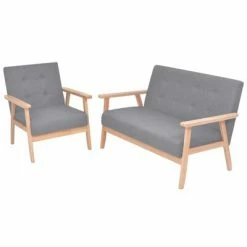 VidaXL Ensemble de canapés 2 pcs Tissu Gris clair