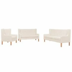 VidaXL Ensemble de canapés 3 pcs Tissu Blanc crème