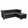 VidaXL Canapé Chesterfield en forme de L Cuir synthétique Noir