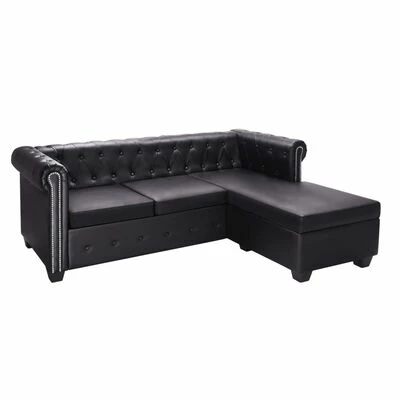 VidaXL Canapé Chesterfield en forme de L Cuir synthétique Noir 1 VidaXL Canapé Chesterfield en forme de L Cuir synthétique Noir
