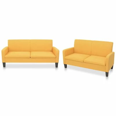 VidaXL Ensemble de canapés 2 pcs Tissu Jaune 1 VidaXL Ensemble de canapés 2 pcs Tissu Jaune