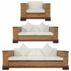 VidaXL Ensemble de canapés 3 pcs avec coussins Marron Rotin naturel