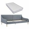 VidaXL Cadre de lit de jour avec matelas en mousse Gris clair Tissu