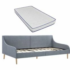 VidaXL Cadre de lit de jour avec matelas en mousse Gris clair Tissu