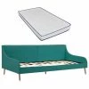 VidaXL Cadre de lit de jour avec matelas en mousse Vert Tissu