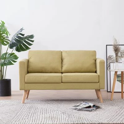 VidaXL Canapé à 2 places Tissu Vert 2 VidaXL Canapé à 2 places Tissu Vert – Image 2