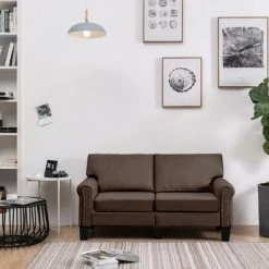 VidaXL Canapé à 2 places Marron Tissu 7 VidaXL Canapé à 2 places Marron Tissu -Canapés Soldes 2022 image 1 287153