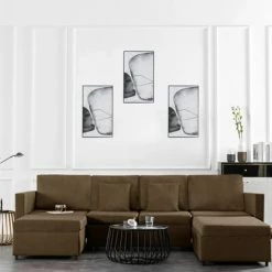VidaXL Canapé-lit extensible à 4 places Tissu Marron -Canapés Soldes 2022 image 1 287221
