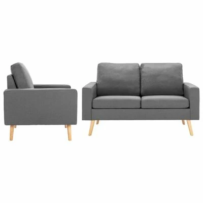 3056614 vidaXL 2 Piece Sofa Set Fabric Light Grey (288693+288703) 1 3056614 vidaXL 2 Piece Sofa Set Fabric Light Grey (288693+288703)