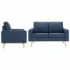 3056618 vidaXL 2 Piece Sofa Set Fabric Blue (288697+288707)