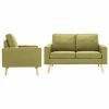 3056619 vidaXL 2 Piece Sofa Set Fabric Green (288698+288708)
