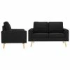 3056623 vidaXL 2 Piece Sofa Set Fabric Black (288702+288712)