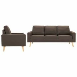 VidaXL Ensemble de canapés 2 pcs Tissu Marron