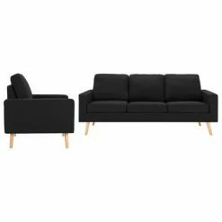 VidaXL Ensemble de canapés 2 pcs Tissu Noir