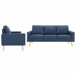 VidaXL Ensemble de canapés 2 pcs Tissu Bleu