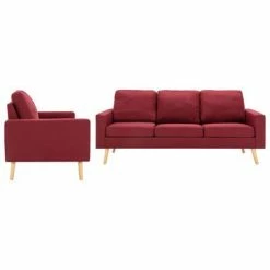 VidaXL Ensemble de canapés 2 pcs Tissu Rouge bordeaux