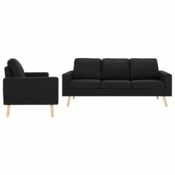 VidaXL Ensemble de canapés 2 pcs Tissu Noir