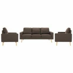 VidaXL Ensemble de canapés 3 pcs Tissu Marron