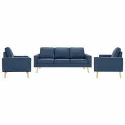 VidaXL Ensemble de canapés 3 pcs Tissu Bleu