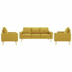 VidaXL Ensemble de canapés 3 pcs Tissu Jaune