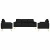 VidaXL Ensemble de canapés 3 pcs Tissu Noir
