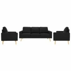 VidaXL Ensemble de canapés 3 pcs Tissu Noir