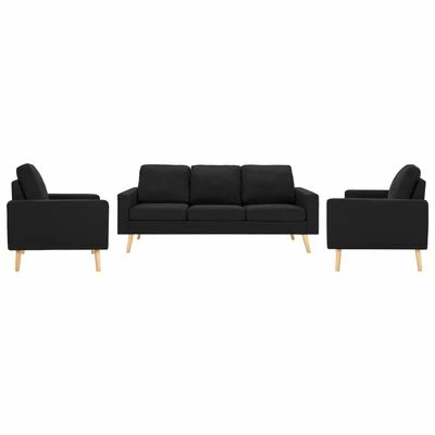 VidaXL Ensemble de canapés 3 pcs Tissu Noir 1 VidaXL Ensemble de canapés 3 pcs Tissu Noir