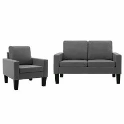 VidaXL Ensemble de canapés 2 pcs Gris Similicuir