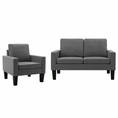 VidaXL Ensemble de canapés 2 pcs Gris Similicuir 1 VidaXL Ensemble de canapés 2 pcs Gris Similicuir