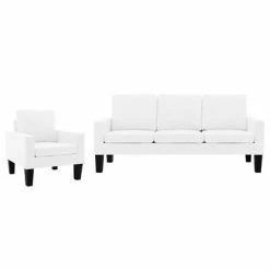 VidaXL Ensemble de canapés 2 pcs Blanc Similicuir