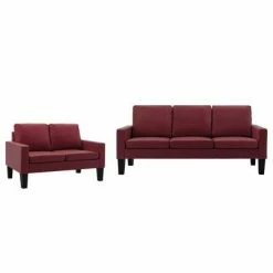 VidaXL Ensemble de canapés 2 pcs Rouge bordeaux Similicuir
