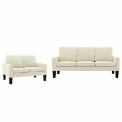 VidaXL Ensemble de canapés 2 pcs Crème Similicuir