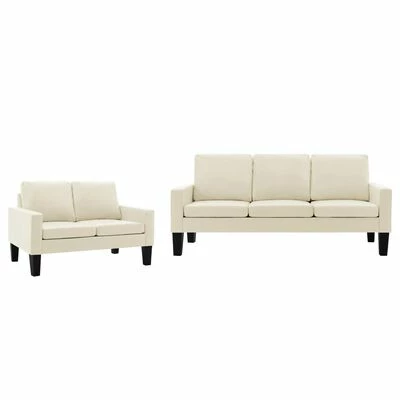 VidaXL Ensemble de canapés 2 pcs Crème Similicuir 1 VidaXL Ensemble de canapés 2 pcs Crème Similicuir