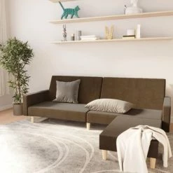 VidaXL Canapé-lit à 2 places avec repose-pied Marron Tissu 7 VidaXL Canapé-lit à 2 places avec repose-pied Marron Tissu -Canapés Soldes 2022 image 1 3080481