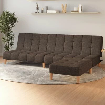 VidaXL Canapé-lit à 2 places avec repose-pied Taupe Tissu 2 VidaXL Canapé-lit à 2 places avec repose-pied Taupe Tissu – Image 2