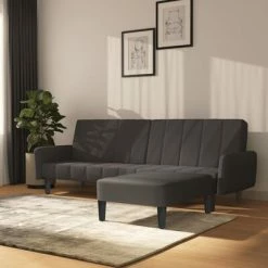 VidaXL Canapé-lit à 2 places avec repose-pied Gris foncé Velours -Canapés Soldes 2022 image 1 3080571
