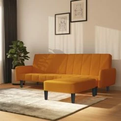 VidaXL Canapé-lit à 2 places avec repose-pied Marron Velours 7 VidaXL Canapé-lit à 2 places avec repose-pied Marron Velours -Canapés Soldes 2022 image 1 3080578