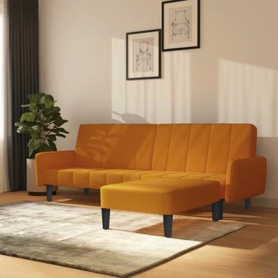 VidaXL Canapé-lit à 2 places avec repose-pied Marron Velours 2 VidaXL Canapé-lit à 2 places avec repose-pied Marron Velours – Image 2