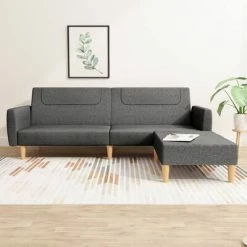 VidaXL Canapé-lit à 2 places avec repose-pied Gris foncé Tissu -Canapés Soldes 2022 image 1 3080588