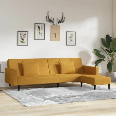 VidaXL Canapé-lit 2 places avec deux oreillers et repose-pied Marron 2 VidaXL Canapé-lit 2 places avec deux oreillers et repose-pied Marron – Image 2