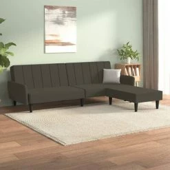 VidaXL Canapé-lit à 2 places avec repose-pied Gris foncé Velours -Canapés Soldes 2022 image 1 3080721