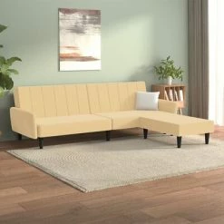 VidaXL Canapé-lit 2 places avec tabouret Crème Velours 7 VidaXL Canapé-lit 2 places avec tabouret Crème Velours -Canapés Soldes 2022 image 1 3080729